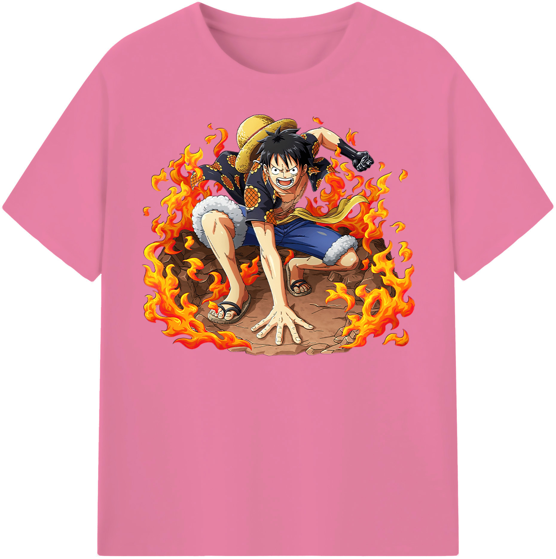 ワンピース モンキー・D・ルフィ ONE PIECE Monkey D. Luffy 綿100％半袖Tシャツ（フロントプリント）